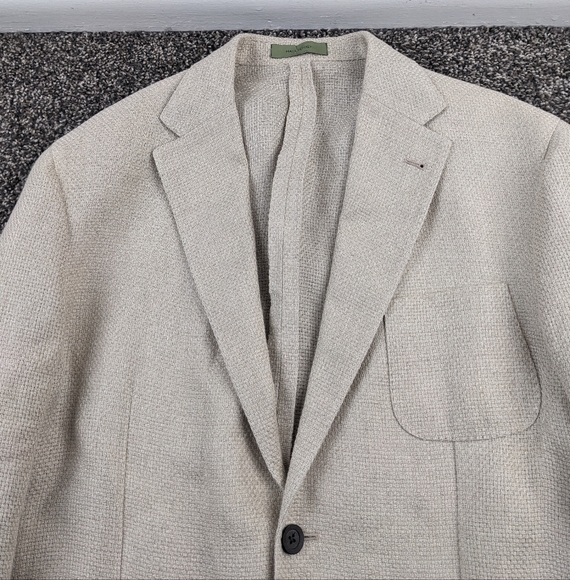 Corneliani Circle Unstructured Sport Coat Blazer 46R Hemp Linen Silk Flax Beige - Picture 2 of 14